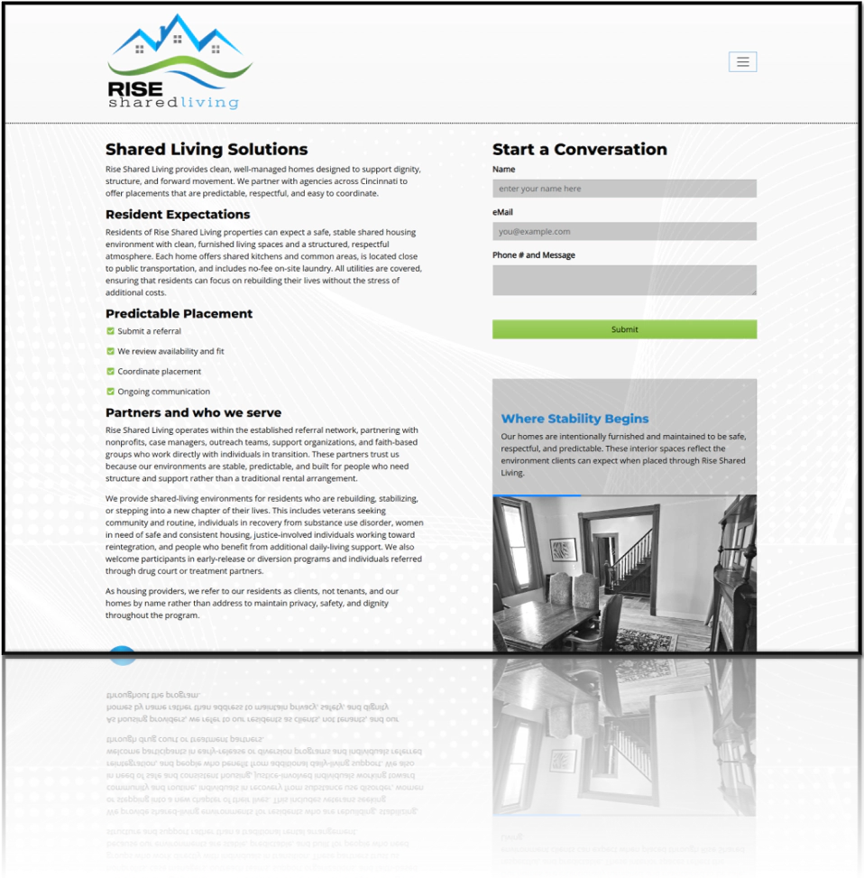risesharedliving.com website preview